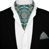 NEON MANDALA SILK ASCOT AND POCKET SQUARE SET – PREMIUM COLLECTION